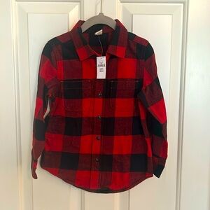 NWT Gap Kids Red and Black Plaid flannel shirt size 4T